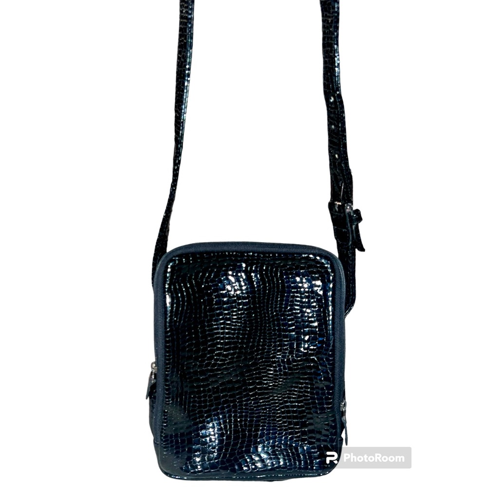 SAS Soft Black Leather Messenger Bag Organizer Crossbody Purse Travel Unisex Bag